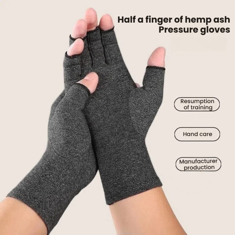 Manufacturer wholesale hemp gray half finger gloves, therapy massage health gloves, sunscreen nail gloves wholesale