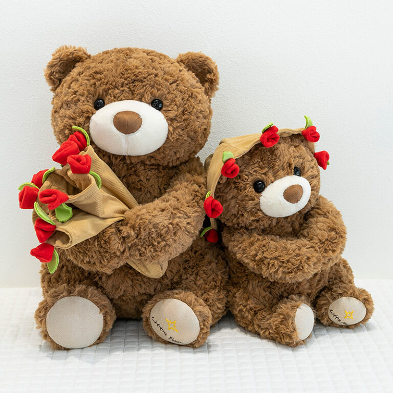 Hot selling lamb 520 Valentine’s Day gift teddy bear plush toy for girlfriend gift magnetic bear holding rose