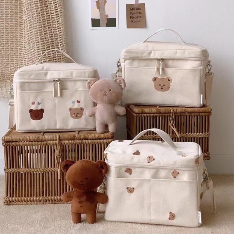 Ins Korean version of the same teddy bear insulated bag, baby stroller storage bag, mommy’s outdoor milk storage insulated ice pack