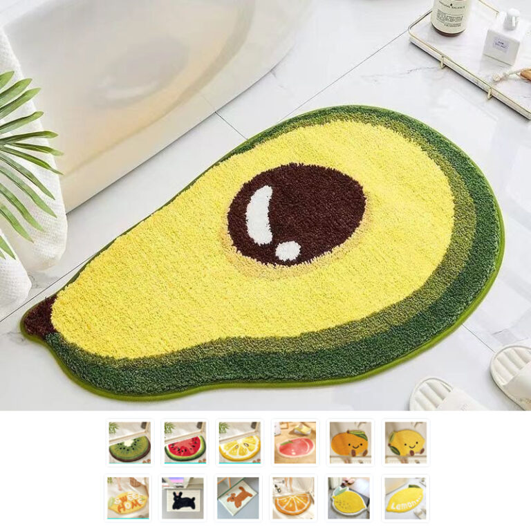 Dopamine colored fruit bathroom floor mat, toilet, dirt resistant and absorbent foot mat, bedroom, thickened cooling foot mat