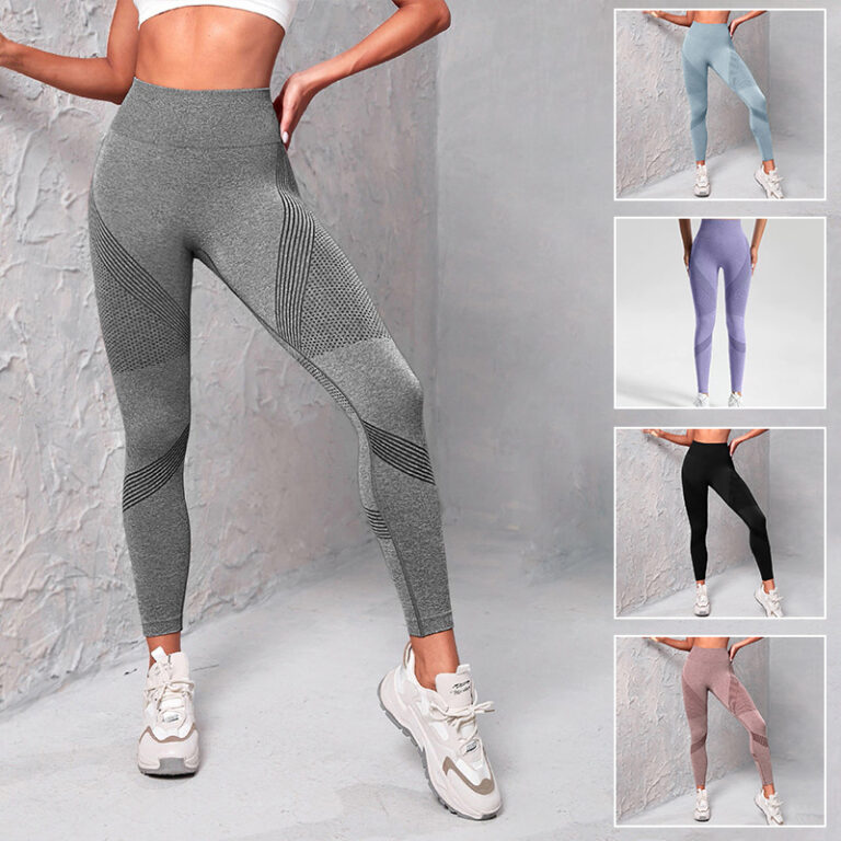 Summer knitted yoga suit seamless lifting buttocks sports pants peach buttocks fitness pants tight sports yoga breathable quick-drying