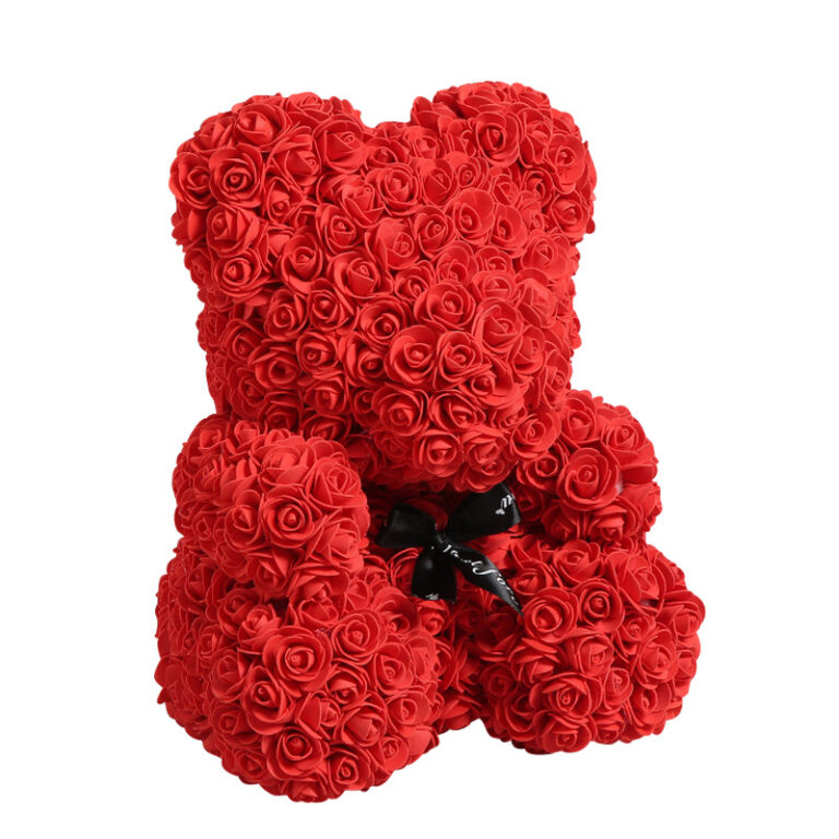 Simulated rose bear, Qixi Festival gift, handmade diype flower bear, 25cm foam bear, birthday gift rose bear