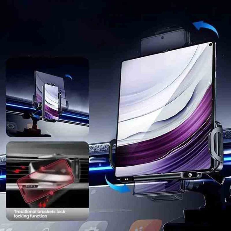 Foldable screen car phone support, car air outlet navigation support frame, car large screen wireless charging phone stand